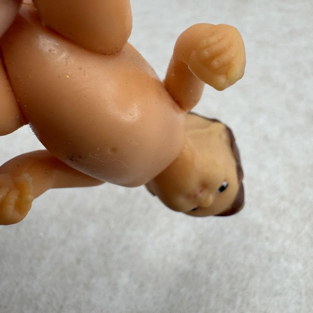 VTG 60s Ari Doll 4in Rubber Plastic Baby Boy Doll Brown Hair Blue‎ Eyes Germany